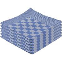 12x Theedoek Blauw Met Blokmotief 65 X 65 Cm - Huishoudtextiel - Afdroogdoek / Keukendoek / Vaatdoek