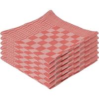 12x Theedoek Rood Met Blokmotief 65 X 65 Cm - Huishoudtextiel - Afdroogdoek / Keukendoek / Vaatdoek