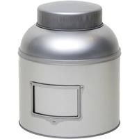 1x Zilver Rond Opbergblik/bewaarblik Met Etikethouder 24 Cm - Zilveren Voorraadblikken Met Labelhouder - Voorraadbussen