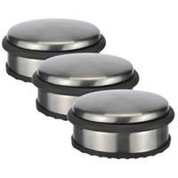 3x Stuks Deurstoppers Rond Metaal 10 X 4 Cm - Deurstop/deurvastzetter