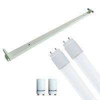 Led Tl Armatuur Met T8 Buis Incl. Starter - Aigi Dybolo - 120cm Dubbel - 32w - Helder/koud Wit 6400k - Beschermingsgraad