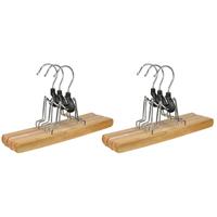 Set Van 6x Stuks Houten Broekhangers Kledinghangers 24,5 Cm - Kledinghangers / Kleerhangers - Broeken En Rokken Ophangen