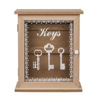 Houten Sleutelkast/sleutelkluis 22 X 27 Cm - Sleutels Opbergen - Sleutelkastje Van Hout - Woonaccessoires