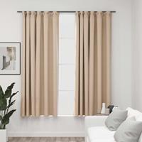 VIDAXL Verdunkelungsvorhänge Haken Leinenoptik 2 Stk. Beige 140x175 Cm