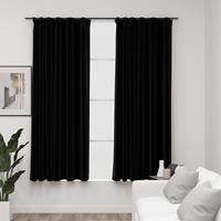 Gardine Gardinen Verdunkelungsvorhänge Haken Leinenoptik 2Stk Schwarz 140x175c, vidaXL, Ösen