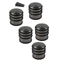 5x Rvs Deurstopper Rond Inclusief Deurwig - 7 X 7 Cm - 1 Kg - Deurstop