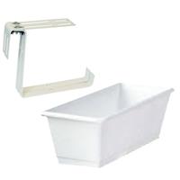 Kunststof Plantenbak Wit Rechthoekig 60 Cm Met 2 Verstelbare Railing Beugels