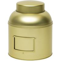 1x Goud Rond Opbergblik/bewaarblik Met Etikethouder 24 Cm - Gouden Voorraadblikken Met Labelhouder - Voorraadbussen