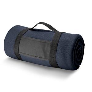 1x Fleece Dekens/plaids Navy Met Afneembaar Handvat 150 X 120 Cm - Fleecedekens - Woonaccessoires