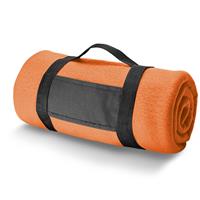 1x Fleece Dekens/plaids Oranje Met Afneembaar Handvat 150 X 120 Cm - Fleecedekens - Woonaccessoires