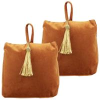 2x Stuks Fluwelen Deurstoppers 18 Cm Oranje - Deur Vastzetter - Deurstop