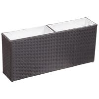 Vidaxl Plantenbak Verhoogd Met 2 Potten 90x20x40 Cm Poly Rattan Zwart