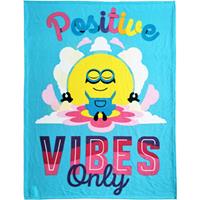 Minions Fleece Deken Positive Vibes - 130 X 170 Cm - Blauw