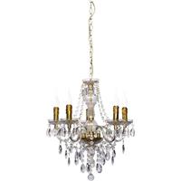 Led Kroonluchter - Trion Lucy - E14 Fitting - 5-lichts - Rond - Mat Goud - Aluminium