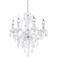Led Kroonluchter - Trion Lucy - E14 Fitting - 5-lichts - Rond - Mat Wit - Aluminium