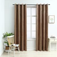 Vorhang »Verdunkelungsvorhänge mit Ösen 2 Stk. Samt Beige 140x175 cm«, vidaXL, (2 St)