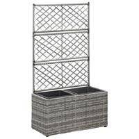 Vidaxl Latwerkplantenbak Verhoogd Met Potten 58x30x107 Cm Rattan Grijs