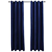 Vidaxl Gordijn Verduisterend Met Ringen 2 St 140x225 Cm Fluweel Blauw