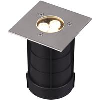 Led Grondspot - Trion Baliyi - Inbouw Vierkant - 3w - Waterdicht Ip65 - Warm Wit 3000k - Mat Nikkel - Rvs