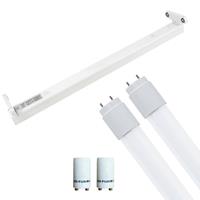 Led Tl Armatuur Met T8 Buis Incl. Starter - Aigi Dybolo - 60cm Dubbel - 16w - Helder/koud Wit 6400k - Beschermingsgraad