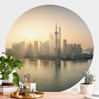 Klebefieber Runde Tapete selbstklebend Pudong bei Sonnenaufgang