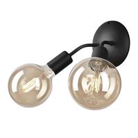 Euluna Fitting-wandlamp Go, 2-lamps, zwart