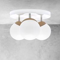 EULUNA Plafondlamp Sfera 3-lamps direct rond glas/hout