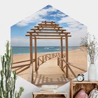 Klebefieber Hexagon Fototapete selbstklebend Strandpfad zum Meer in Andalusien