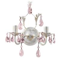 Euluna Wandlamp Kate, 2-lamps, wit, rosÃ© kristallen