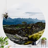 Klebefieber Runde Tapete selbstklebend Einsame Hütte in Norwegen