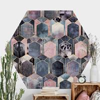 Klebefieber Hexagon Mustertapete selbstklebend Art Deco Marmor Gold