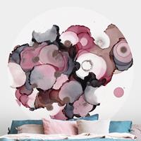 Klebefieber Runde Tapete selbstklebend Pink-Beige Tropfen mit Roségold
