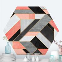 Klebefieber Hexagon Mustertapete selbstklebend Geometrie Rosa und Gold