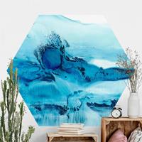 Klebefieber Hexagon Fototapete selbstklebend Blaue Strömung II