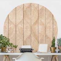 Klebefieber Runde Tapete selbstklebend Beige Stein Ornamentik