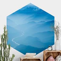Klebefieber Hexagon Fototapete selbstklebend Blick über den Himalaya