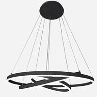 Arcchio Albiona LED hanglamp, zwart, 3 ringen