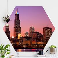 Klebefieber Hexagon Fototapete selbstklebend Chicago Skyline