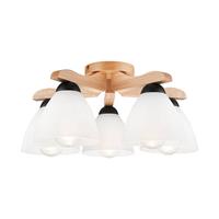 Euluna Plafondlamp Haro, eiken/wit 5-lamps