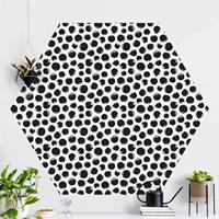 Klebefieber Hexagon Mustertapete selbstklebend Schwarze Tusche Polkadots