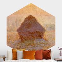 Klebefieber Hexagon Fototapete selbstklebend Claude Monet - Heuhaufen im Nebel