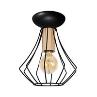 EULUNA Plafondlamp Will, licht hout, zwarte kooi