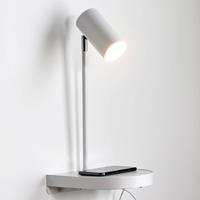 Nordlux Wandlamp Cody, met legbord en USB-poort, wit