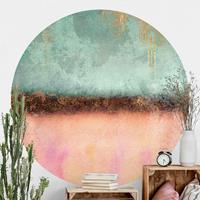 Klebefieber Runde Tapete selbstklebend Pastell Sommer mit Gold