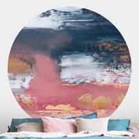 Klebefieber Runde Tapete selbstklebend Rosa Sturm mit Gold