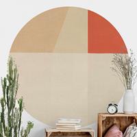 Klebefieber Runde Tapete selbstklebend Oranges Rechteck auf Beige