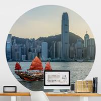 Klebefieber Runde Tapete selbstklebend Dschunke im Victoria Harbour