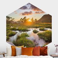 Klebefieber Hexagon Fototapete selbstklebend Tverrdalsbekken in Norwegen