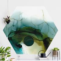 Klebefieber Hexagon Mustertapete selbstklebend Goldener Waldspaziergang