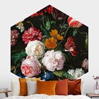 Bilderwelten Hexagon Fototapete selbstklebend Jan Davidsz de Heem - Stillleben mit Blumen in einer Glasvase